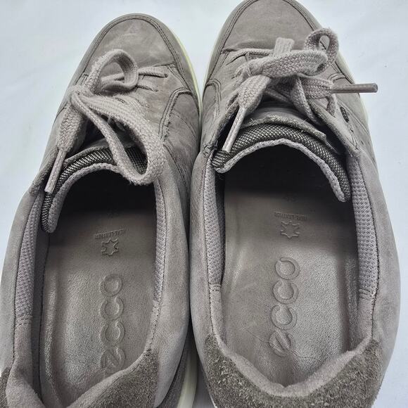 Ecco Jack Shoes Men 43 Grey Nubuck Leather Lace Up Comfort Sneaker 9-9.5 US - Picture 5 of 7